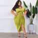New Solid Dark V Sexy Slim Fit Split Women's Plus Size Dresses_ecoleips.com
