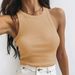 Women's Clothing Solid Color Ribbed Sleeveless T-Shirt Vest American Style Spring Summer Short_ecoleips.com