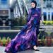 Muslim Dress Women Elegant Eastern Floral Maxi Dress - Breathable Polyester Ankle-Length Dress With Modest Fit For Women_ecoleips.com