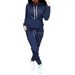 Women's Fleece Lined Hoodie Set Casual Sports Sweatshirt With Letter Print_ecoleips.com