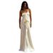 Strapless Bow Tie Split Maxi Dress Vacation Beach Style Flowy Long Dress For Women Summer Holiday Travel_ecoleips.com