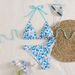 Women's Floral Two Piece Beach Swimsuit Bikini European American Style Strappy Sexy Summer Swimwear_ecoleips.com