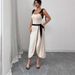 2025 Sexy Elegant Women's Tight Strap Jumpsuit High Waist Skirt Simple Casual Color Block Two-Piece Set_ecoleips.com
