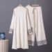 Women's Knitted Three Piece Set Temperament Lazy Style Cross Border European Station Sweater Cardigan Vest with Wide Leg Pants for Autumn Winter_ecoleips.com
