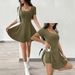 Sexy Backless Solid Color Short Sleeved Dress Waist Cinching A Line Short Skirt For Women Style Fashionable And Slimming_ecoleips.com