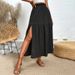 High Slit Ruffled Waist Midi Skirt For Women Long Skirt For Spring And Summer High End Fashion_ecoleips.com