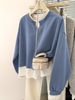 Design Sense Niche Fake Two-piece Long-sleeved Sweater Women's Spring And Autumn Clothing Thin Loose Korean Version No Hat Crew Neck Top Jacket_ecoleips.com