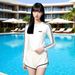 Women's Conservative Long Sleeve Two Piece Swimsuit Slimming Athletic Style For Hot Springs Suitable For Swimming Pools New_ecoleips.com