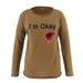 Women's Clothing I'M OKAY printed sweatshirt women's loose bat long sleeve top_ecoleips.com