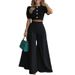 Elegant Casual Women's Outfit Set - Short Sleeve Top + Trousers (2-Piece, Polyester, Wrinkle-Free, S-3xl, Multiple Colors)_ecoleips.com