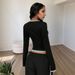 Voya Women's New Sexy Hot Girl Solid Color Women's V-neck Slim Fit Long Sleeved Patchwork Color T-shirt_ecoleips.com