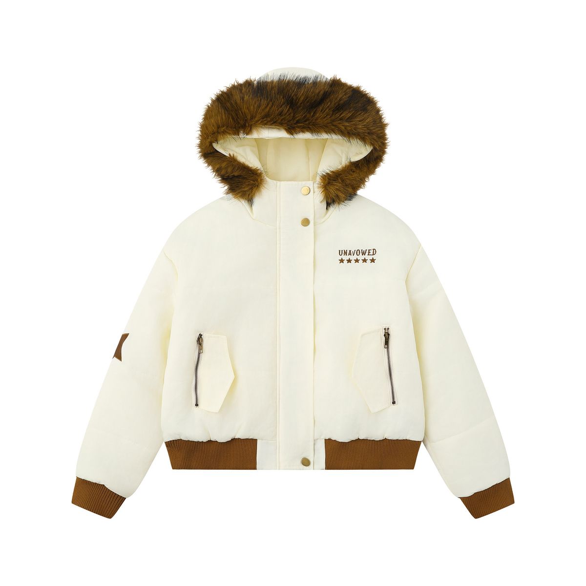 girl American Retro Thickened Hooded Cotton Jacket 2025 Winter Women's Loose Short Fur Collar Parka_ecoleips.com