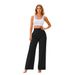 Women's Wide Leg Trousers Casual Style Suit Pants Long Solid Color Drapey Bottoms_ecoleips.com
