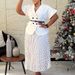 Women's Stylish European American Style Short Sleeved Top And Pleated Skirt Set Polka Dot Suit Collar_ecoleips.com