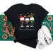 Merry Christmas Tree Santa Claus Plus Size Women's Short Sleeve Printed Vintage White T-Shirt_ecoleips.com