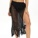 Sexy Hollow Knit Dress European And American Style See Through Slit Tassel Mini Skirt Beach Cover Up Vacation Dress_ecoleips.com