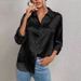 Women's Long Sleeve Lapel Satin Jacquard Leopard Print Blouse – Elegant Casual Button Down Shirt For Spring Fall 2026_ecoleips.com