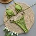 Women's Sexy Solid Color Bikini Set 2-Piece Cross-Over Swimsuit For Summer Vacation_ecoleips.com