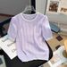 Fresh Hollow Quality Round Neck Short Sleeve T Shirt Small Shirt Versatile Slim Ice Silk Knitted Sweater Top_ecoleips.com