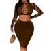 2025 Autumn Women's New Hollow Mesh Long Sleeve Sexy Hot Girl Slim Fit Bodycon Dress Set For Women_ecoleips.com