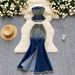 Women's Clothing Pure And Slim Fit Sleeveless Denim Tube Top Vest High Waist Fishtail Skirt_ecoleips.com