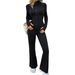 Women's Slim-Fit Long Sleeve Top & Tights Two-Piece Set - Stretchy Polyester Workout Outfit For Yoga, Running & Gym_ecoleips.com