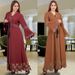 Muslim Dress Women Dubai-Inspired Ethnic Cardigan Dress With Rhinestone Belt – Plus Size Modest Long Dress For Women_ecoleips.com