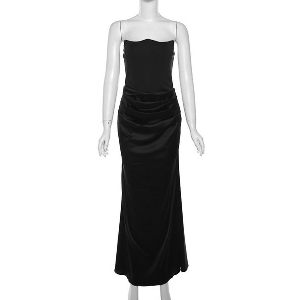 New Cross-Border European And American Style Women's Sexy Strapless Backless Slim Evening Dress_ecoleips.com
