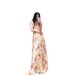High-End French Style Floral Print Lace Trimmed Pleated Maxi Skirt Backless Dress for Beach Vacations_ecoleips.com