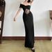 Women's Solid Color One Shoulder Maxi Dress Twisted Knot Cutout Lace Pattern Hollow Out Elegant Long Dress For Women_ecoleips.com