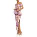 Hot-Selling Women's Fashion Trade European And American Sexy Slit Slim Fit Bodycon Printed Ruched_ecoleips.com