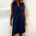 Women's Ruffled Sleeveless Cotton Linen Shirtdress – Slim Fit Casual Office Spring Dress_ecoleips.com