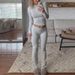 Women's Spring And Summer Casual Solid Color Slim Long Sleeve Knit Pants Suit_ecoleips.com