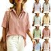 Summer Striped Shirt For Women Casual Fashion Short Sleeve With Collar_ecoleips.com