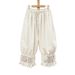 Women's Lace Trimmed Drawstring Wide Leg Pants Loose Fitting Casual Mori Style Retro Design Spring Summer New_ecoleips.com