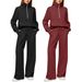 European And American Women's Two Piece Suit Oversized Half Zip Sweatshirt Wide Leg Sweatpants Casual Style_ecoleips.com