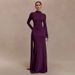 Modest Abaya Dress Sophisticated High-Neck Ribbon Detail Bodycon Dress – Milk Silk Stretch Fabric For Office To Gala (Purple/Black/White, S-L)_ecoleips.com