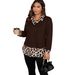 2026 Hot Girl Leopard Print Patchwork Collared Long Sleeve T-shirt For Women, New Spring European And American Style_ecoleips.com
