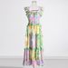 Women's Clothing Retro New Square Neck Wood Ear Sling Mid Waist Printed Mid Length Dress_ecoleips.com