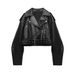 Vintage Biker Jacket Women – Faux Leather Cropped Pilot Jacket With Belt (XS/S/M/L/XL, Khaki/Black/Beige/Bronze/Silver)_ecoleips.com
