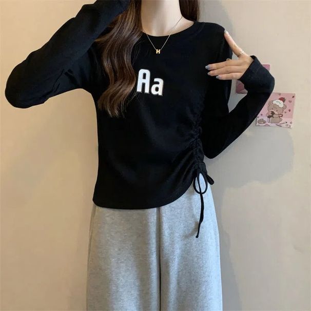 Irregularly Shaped, Solid-Colored Women's Long-Sleeved Garment For Spring And Autumn Seasons, Featuring A Perforated Des_ecoleips.com