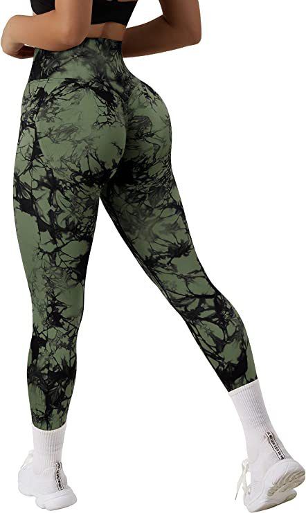 New Thickened Sports Yoga Fitness High Waist High Elastic Peach Hip Cross Waist Tie Dyed Breathable Leggings_ecoleips.com