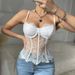 European And American Style Sexy Fishbone Underwire Lace Trim See-through Patchwork Women's Camisole Tight Corset_ecoleips.com