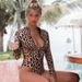 Women's Long Sleeved Swimsuit Snake Print One Piece Bikini_ecoleips.com