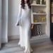 Women's Clothing solid color gentle style round neck trumpet sleeve slim and elegant dress_ecoleips.com