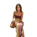 Summer Ripple Color Block Strappy Slit Long Dress Fresh Beach Vacation Dress For Women Holiday Outing_ecoleips.com