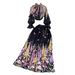 Floral Ruffle Blouse & Pleated Maxi Skirt Set – Lightweight Polyester, Wrap Design, Boho To Office Wear (Grey/Black, S-Xxl)_ecoleips.com