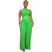 Women's Clothing Pleated Sleeveless High Waist Top Wide Leg Pants Two Piece Set_ecoleips.com