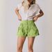 Women's Denim Shorts With Ruffle Hem Stretch Waist Pockets Casual Summer Shorts Comfortable Elasticated Waistband_ecoleips.com