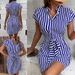 Spring And Summer New Ozon Women's Sleeveless Striped Lace-Up Dress_ecoleips.com